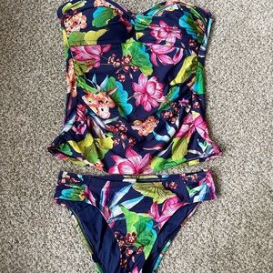 La Blanca Floral Print Bikini - Navy, Pink, Green